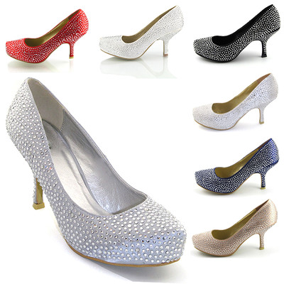 women diamante rhinestone ballet shoes flats t bar pumps prom wedding evening